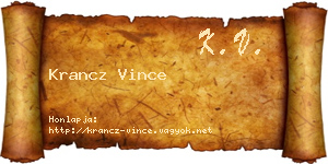 Krancz Vince névjegykártya